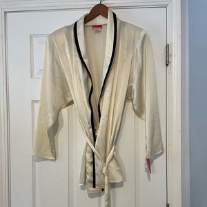 NWT Halston III blouse vintage cream fringe tie waist